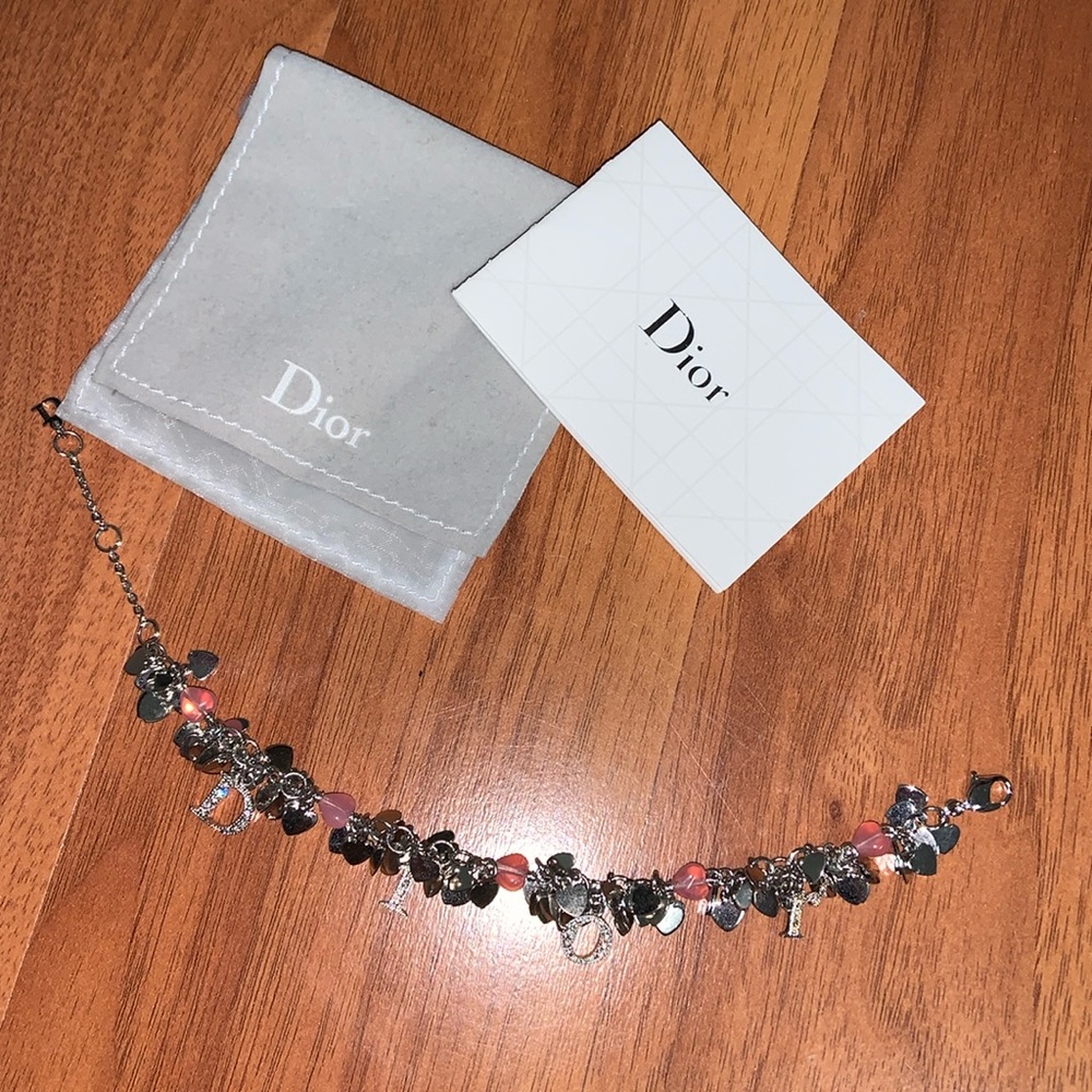 Brand New Christian Dior Logo Heart Charm Bracelet